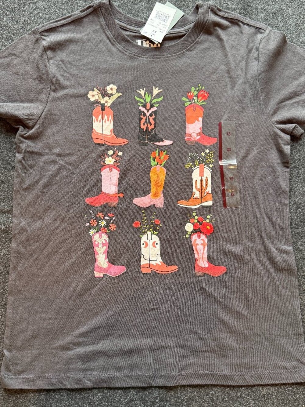 DOE Floral Cowboy Boots Graphic Tee NWT